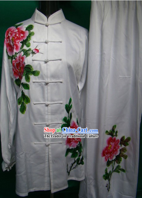 Chinese Classical Hand Painted Flower Kung Fu Uniform