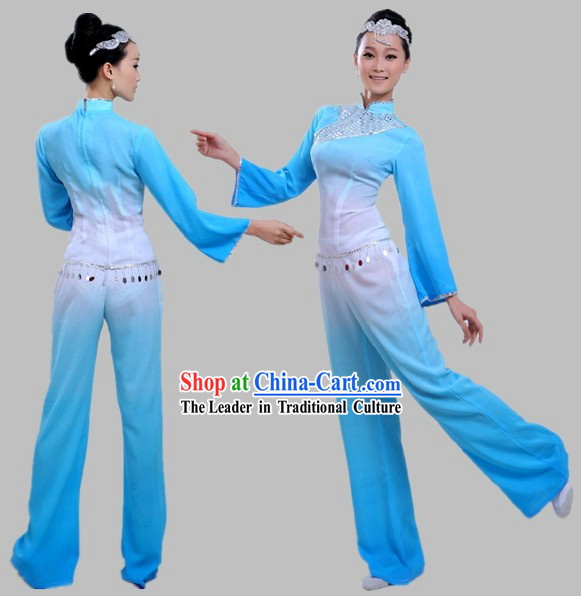 Chinese Classical Stage Performance Light Blue Dancing Costume for Women