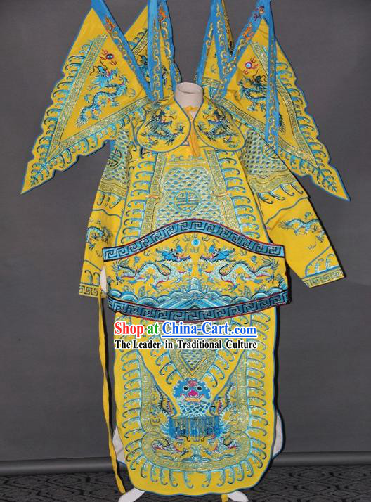 Peking Opera Embroidered Da Kao Armor Costumes with Flags for Men
