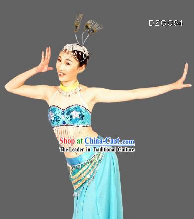 Traditional Chinese Yunnan Dai Peacock Dance Costumes for Women