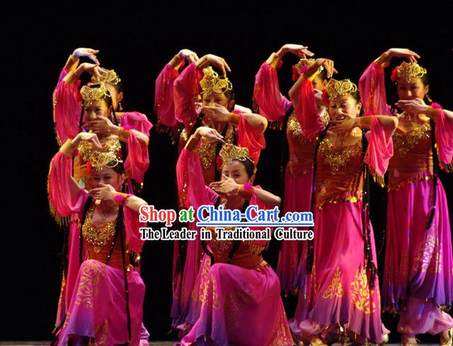 Lift Your Veil Xin Jiang Chinese Dance Costumes and Hat for Women