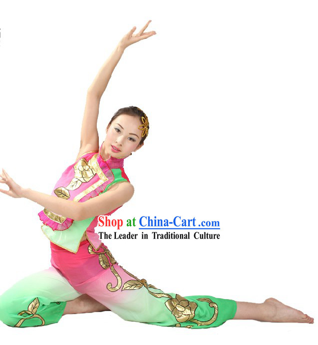 Chinese Stage Performance Yangge Dance Costume and Head Pieces for Women