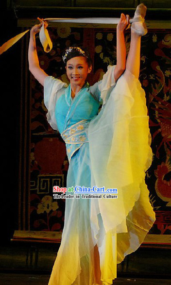 Chinese Classical Dance Costumes and Headwear Complete Set