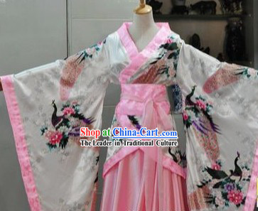 Ancient Chinese Style Pink Peacock Hanfu Clothes for Women