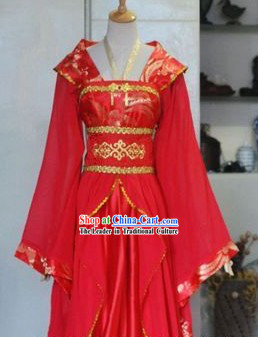Ancient Chinese Red Beauty Wedding Dress for Ladies