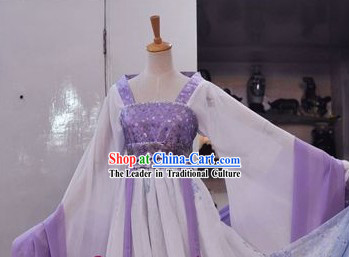 Ancient Chinese Tang Dynasty Purple Maid Costume
