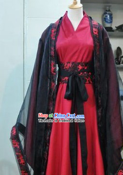 Ancient Chinese Red and Black Gentleman Clothes