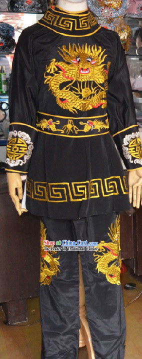 Chinese Opera Black Mask Changing Embroidered Dragon Costumes