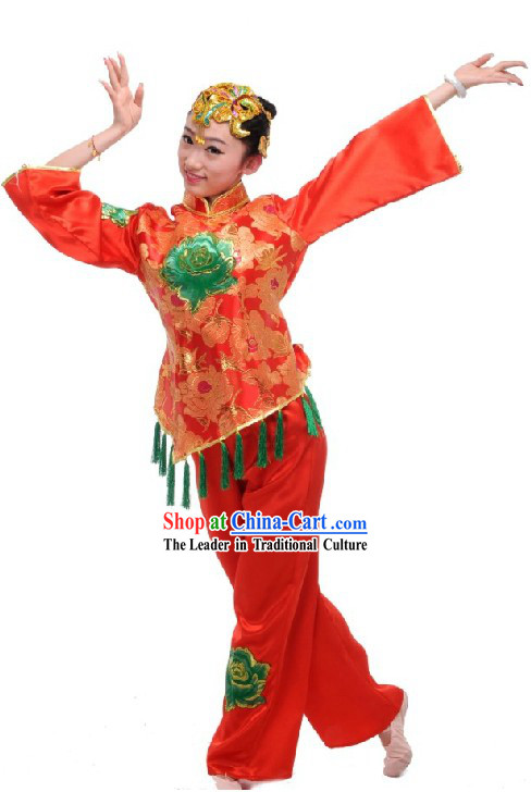Chinese Folk Group Handkerchief Dancing Costume for Women