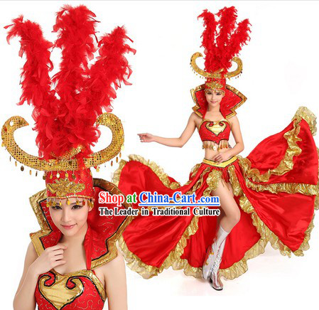 Grand Opening Dancing Costumes and Headpiece for Women