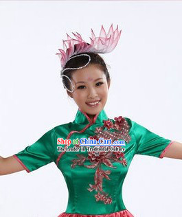 Chinese Stage Performance Dance Costumes and Headpiece for Women