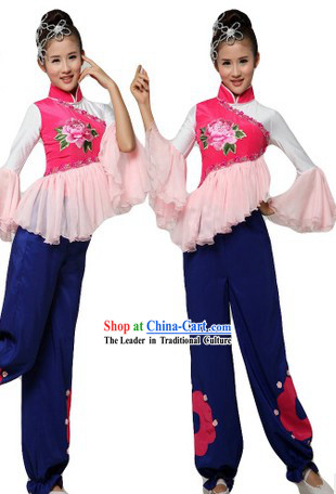 Chinese Clasical Stage Performance Yangge Dance Costumes and Headpiece for Women