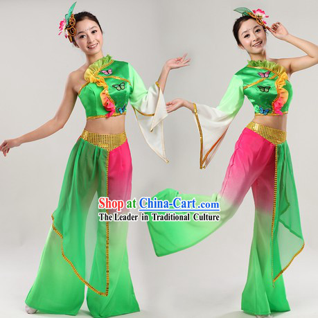 School Fan or Ribbon Dance Costumes and Headpiece for Women