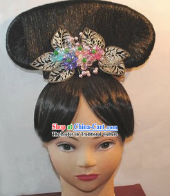 Qing Dynasty Chinese Palace Empress Wig and Hair Accessories Set for Women