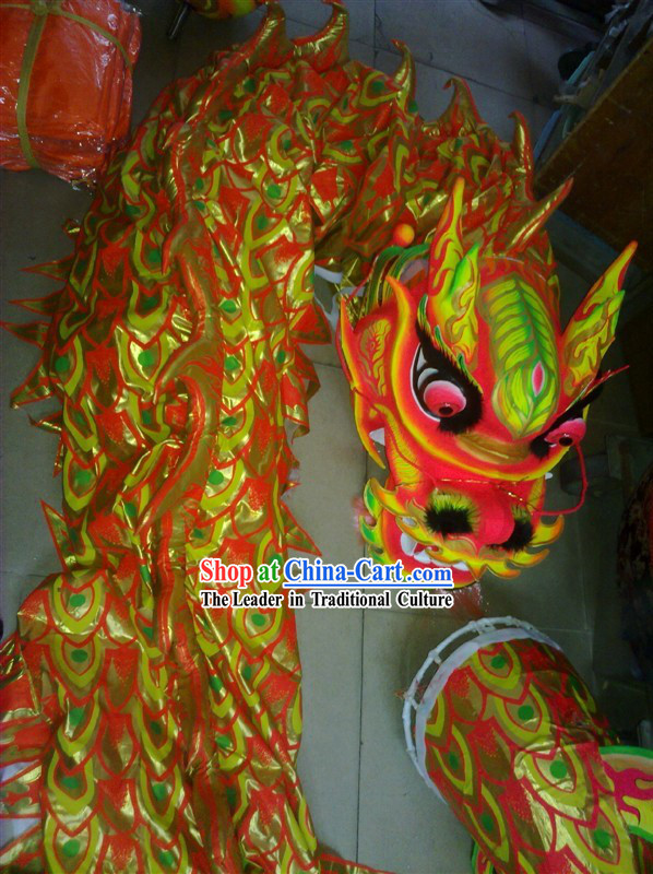 Traditional Chinese Luminous Golden Dragon Dancing Costumes Complete Set