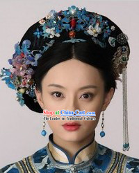 Qing Dynasty Chinese Palace Lady Wig and Hair Accessories Set for Kids