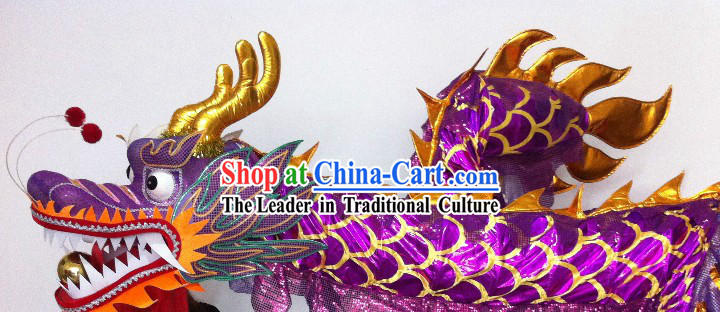Shinning Purple and Golden China Dragon Dancing Costume Prop for 23-24 Dancers