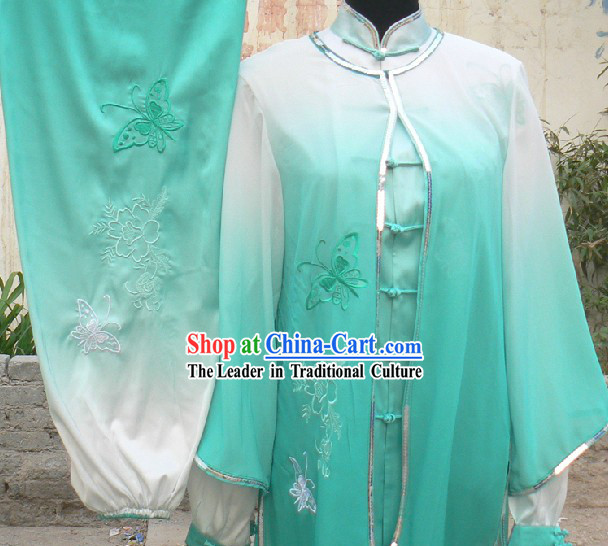 Traditional Chinese Silk Changquan Nanquan Kung Fu Outfit and Cape Set for Women