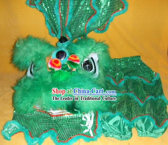 One Person Green Chinese New Year Parade Children Size Lion Dance Costumes for Children