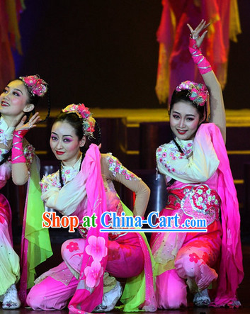 Classical Chinese Plum Blossom Dance Costumes Complete Set