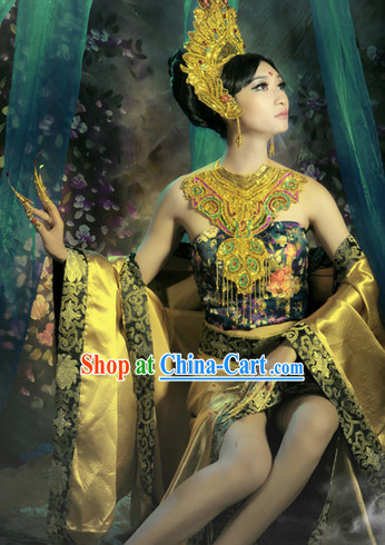 Asian Empress Clothes and Headwear Complete Set