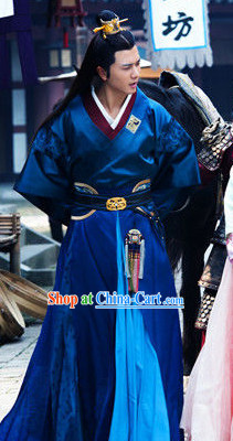 Chinese Costume Period of the Northern and Southern Dynasties Ancient Chinese Handsome Lanling King Costumes and Headwear Complete Set