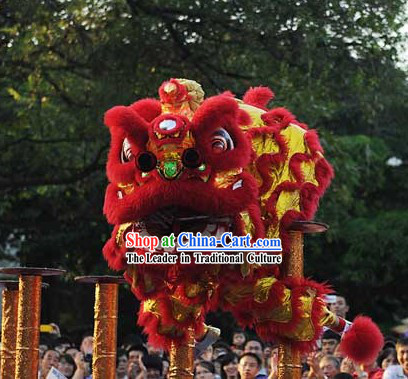 Red and Gold Classic Lion Dance Chinese New Year Costumes Complete Set