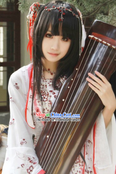 Traditional Koto Player Costumes and Hair Accessories Complete Set