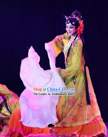 Traditional Chinese Long Sleeves Classic Dancing Costumes and Headwear for Women