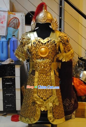 Stage Performance Journey to West Sun Wukong Monkey King Armor Clothes Costumes and Hat Complete Set