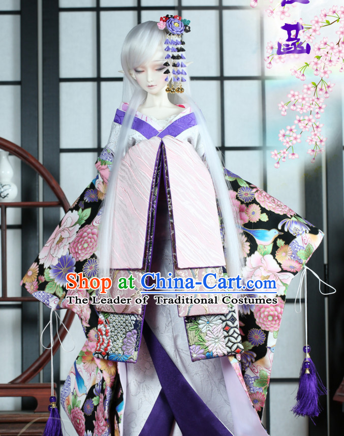 Japanese Traditional Princess Kimono Dress Complete Set for Women Girls ...