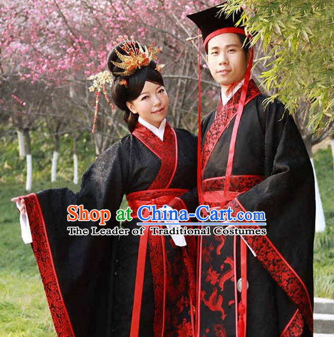 Asian Chinese Zhou Dynasty Wedding Costume Complete Set, Ancient China ...