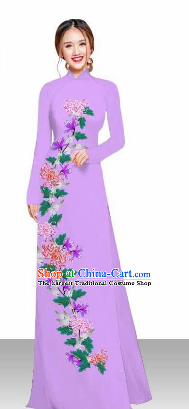 Traditional Chinese Silk Chrysanthemum Qipao for Women