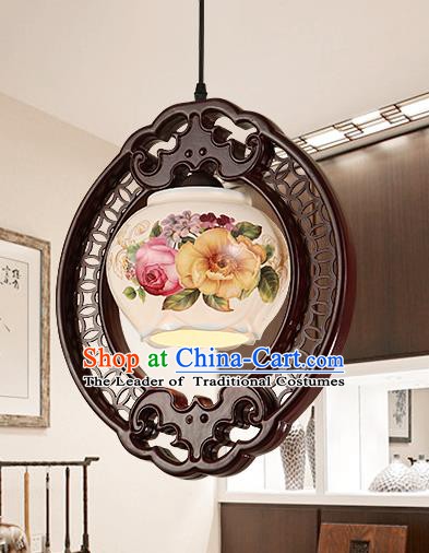 Traditional Chinese Painting Hanging Ceiling Palace Lanterns Handmade Porcelain Lantern Ancient Lamp