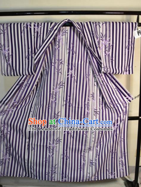 Japanese Traditional Male Purple Yukata Robe Clothing Japan Samurai ...