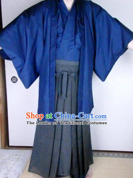Japanese Samurai Kimonos Male Yukata Traditional Wafuku Hakama Haori ...