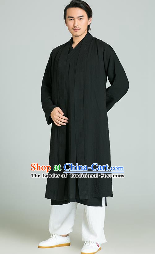 Top Grade Kung Fu Costume Martial Arts Training Black Long Gown Gongfu ...