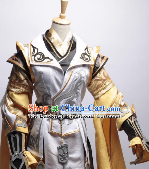 China Ancient Cosplay Swordsman Warriors Yellow Costumes Complete Set ...