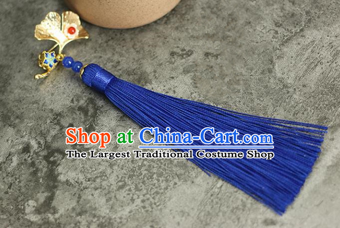 Chinese Traditional Ginkgo Leaf Tassel Brooch Traditional Classical Hanfu Jewelry Accessories for Women