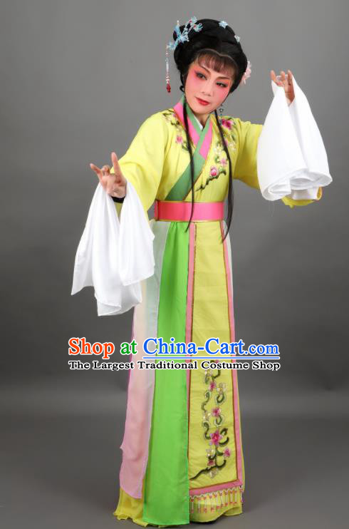 Chinese Traditional Peking Opera Diva Princess Yellow Dress Ancient Palace Lady Costume for Women