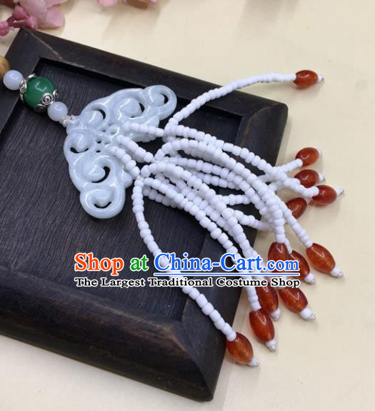 Chinese Traditional Handmade Jade Brooch Tassel Pendant Ancient Princess Waist Accessories