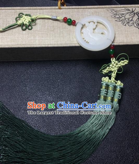 Traditional Chinese Hanfu Jade Carving Horse Waist Accessories Palace Tassel Pendant Ancient Swordsman Brooch