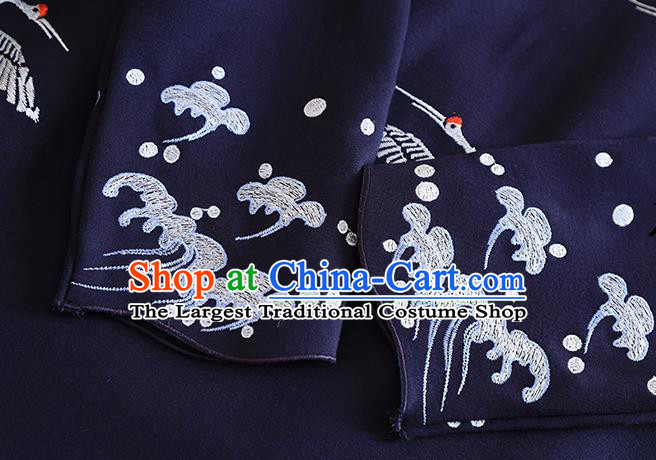 Chinese Traditional Navy Cheongsam National Costume Embroidered Qipao Dress for Women