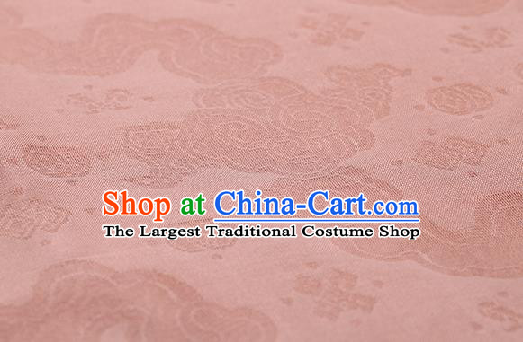 Traditional Chinese Classical Auspicious Cloud Pattern Design Pink Silk Fabric Ancient Hanfu Dress Silk Cloth