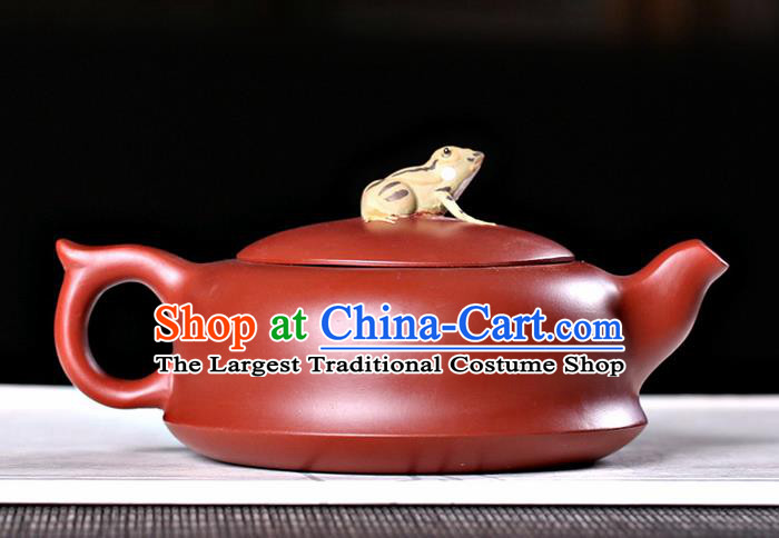 Traditional Chinese Handmade Kung Fu Zisha Teapot Carving Lotus Red Clay Pottery Teapot