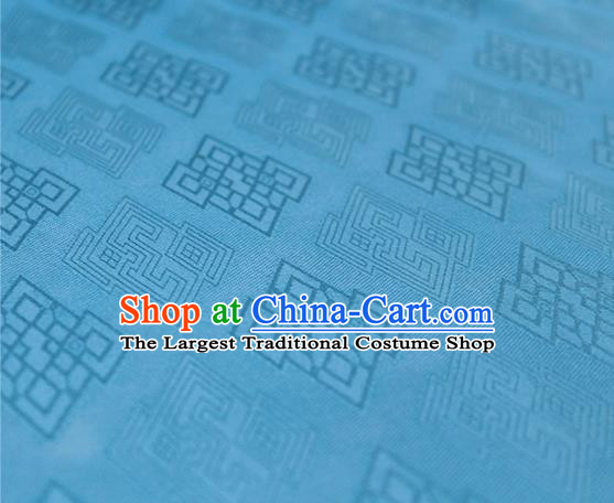 Traditional Chinese Classical Rhombus Pattern Blue Silk Fabric Ancient Hanfu Dress Silk Cloth