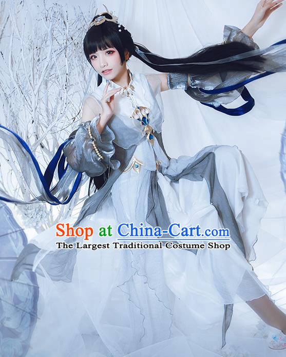 Chinese Ancient Cosplay Female Knight Heroine Grey Dress Traditional ...