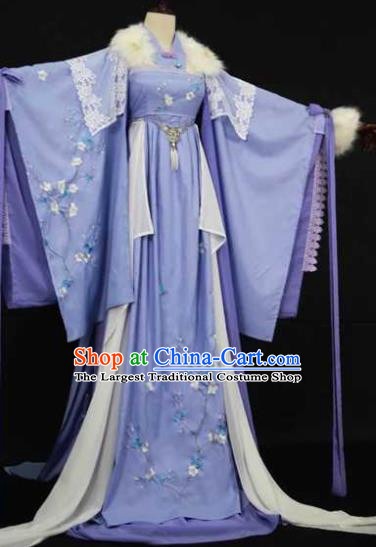 Traditional Chinese Cosplay Female Swordsman Song Ning Blue Dress ...
