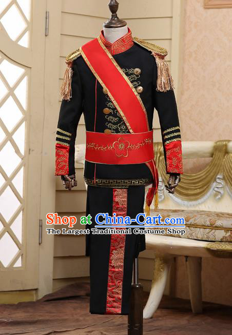 Traditional England Black Costumes European Court Honor Guard Clothing for Kids