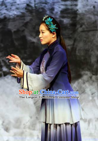 Huang Ye Hong Lou Chinese Peking Opera Purple Dress Stage Performance Dance Costume and Headpiece for Women